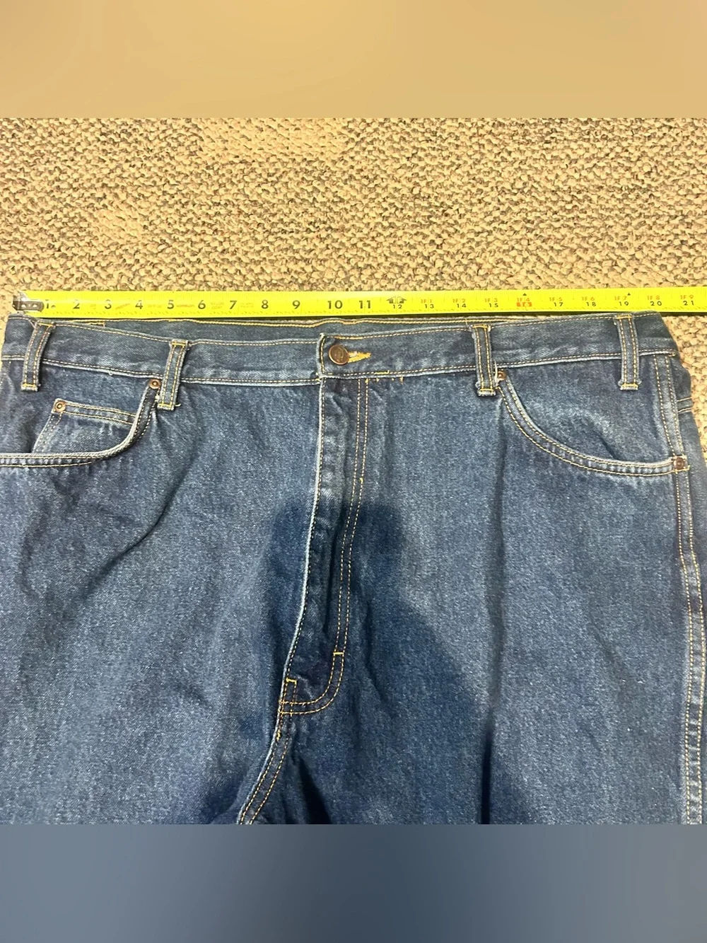 Dickies Straight Leg Jeans Mens Dark Blue Denim Cotton 5-Pocket Outdoor 42x30